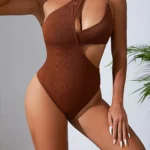 Chic Hollow Elegance One Piece Swimsuit Brown 3