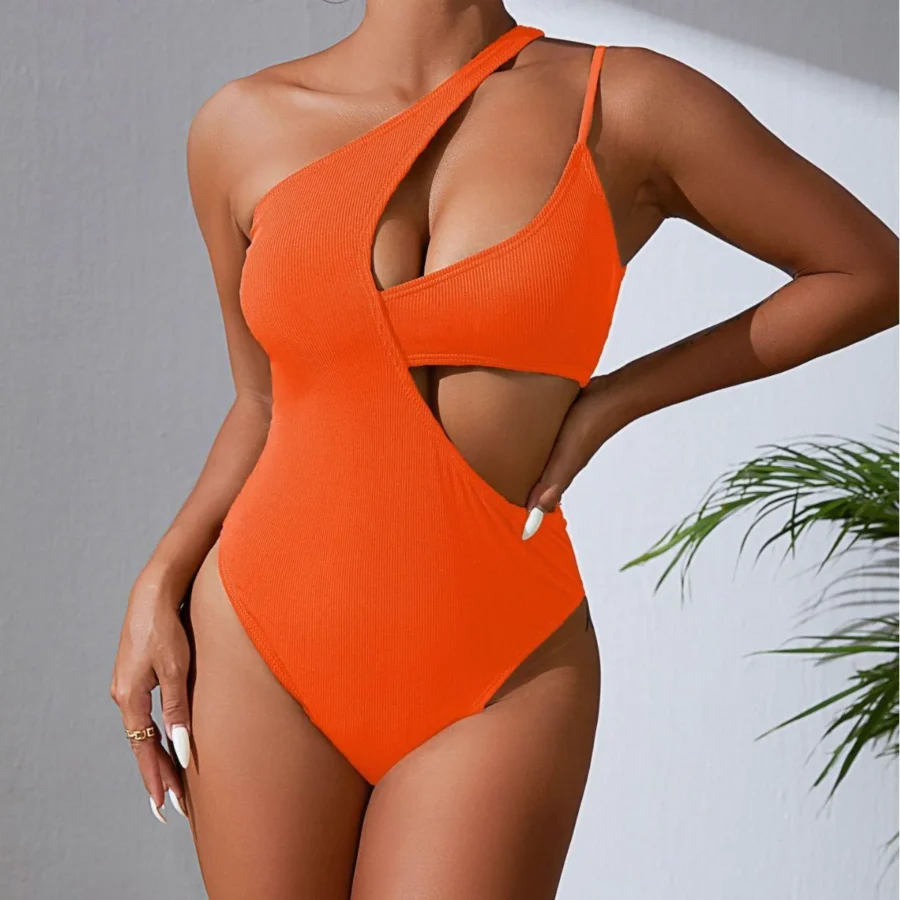 Chic Hollow Elegance One Piece Swimsuit Orange 1