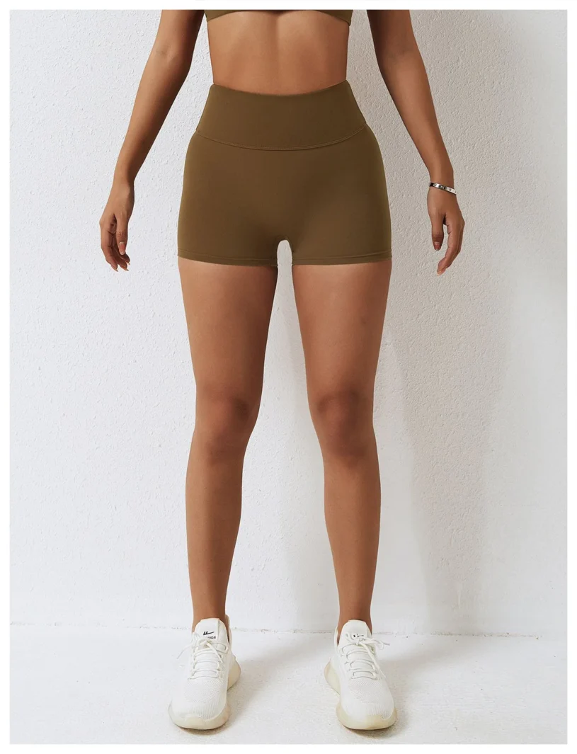 High Rise Seamless Compression Shorts Birch Tea Brown 3