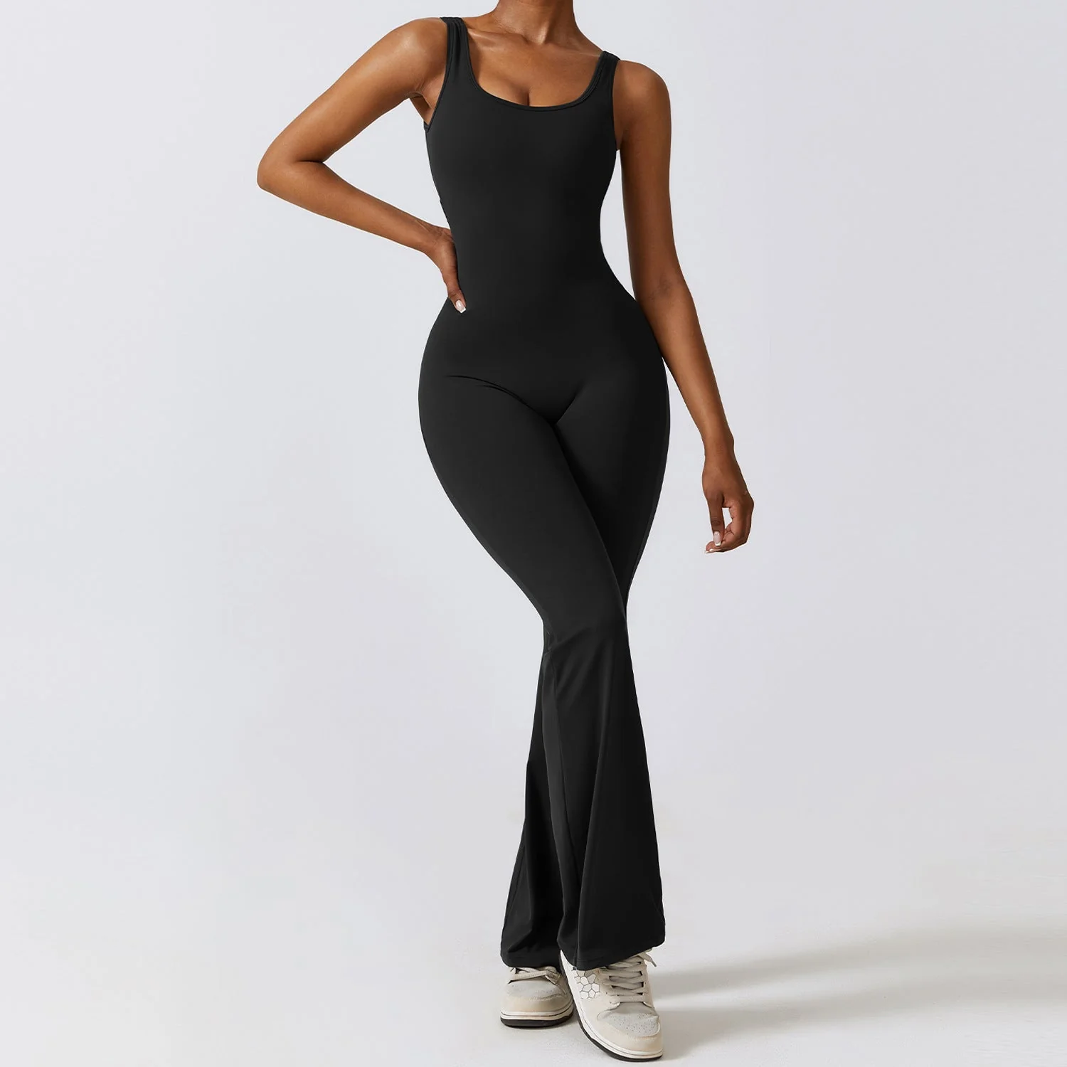 Peach Hip Lifting Jumpsuit Hollow Out Back Advance Black 1