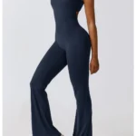 Peach Hip Lifting Jumpsuit Hollow Out Back Badge Blue 2