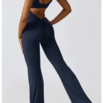 Peach Hip Lifting Jumpsuit Hollow Out Back Badge Blue 3