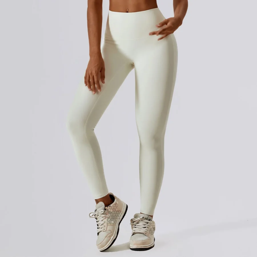 Quick Dry Hip Lifting High Waist Yoga Pants Cream Apricot 1