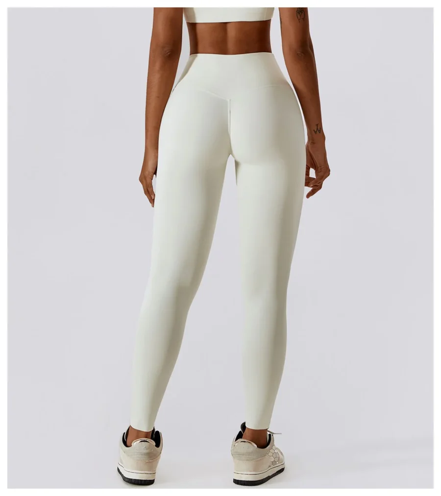 Quick Dry Hip Lifting High Waist Yoga Pants Cream Apricot 2