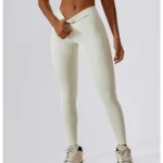 Quick Dry Hip Lifting High Waist Yoga Pants Cream Apricot 4