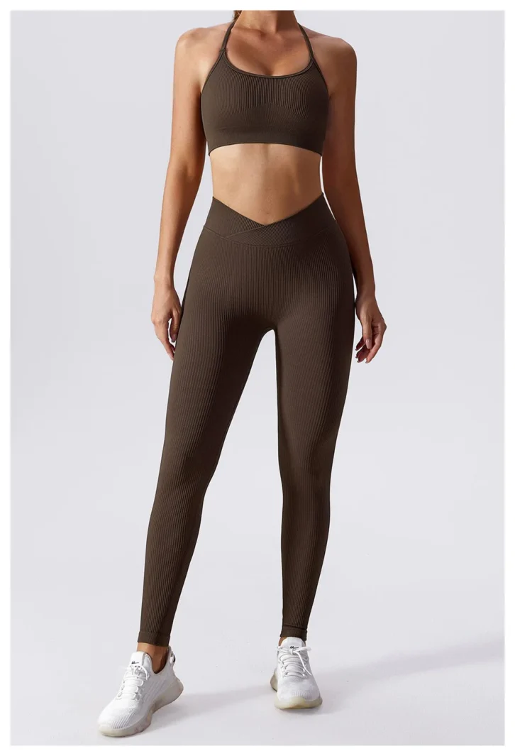 Seamless High Waist Sports Leggings Coffee 1