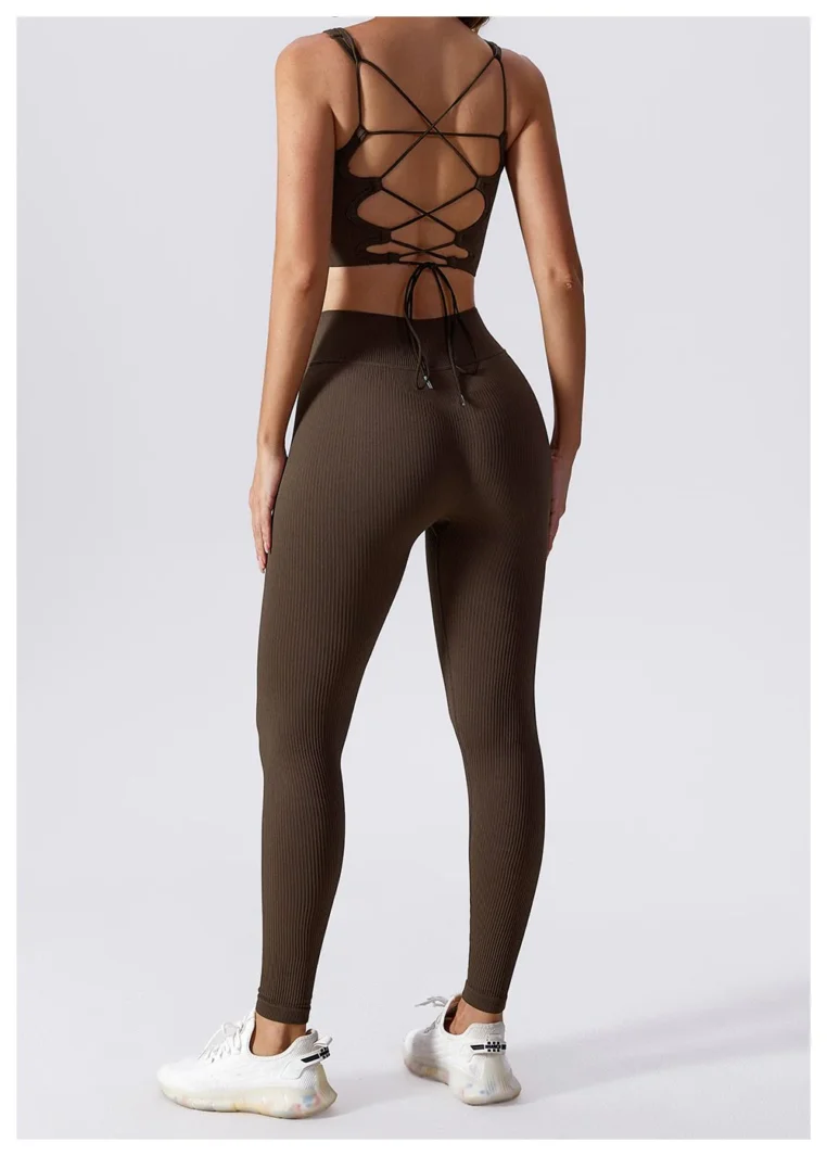 Seamless High Waist Sports Leggings Coffee 2