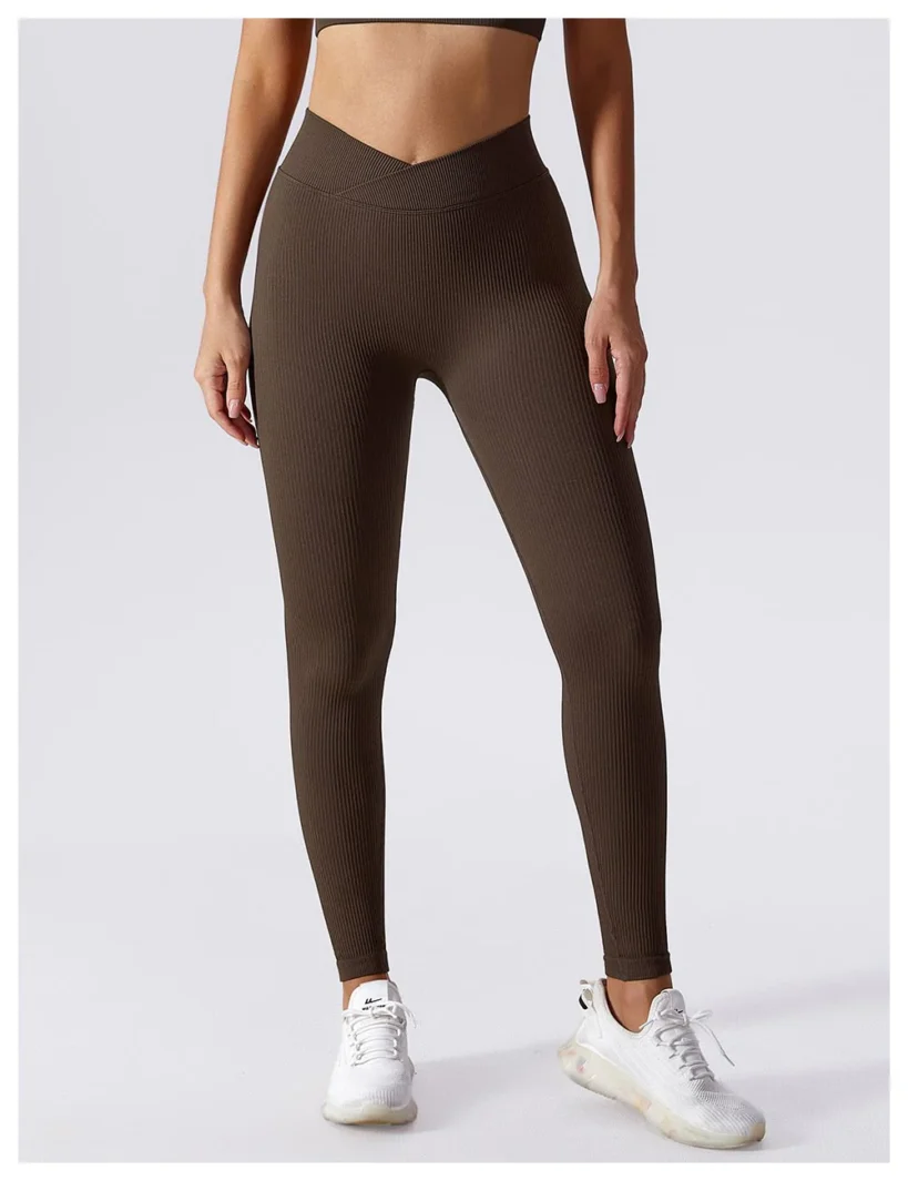 Seamless High Waist Sports Leggings Coffee 3