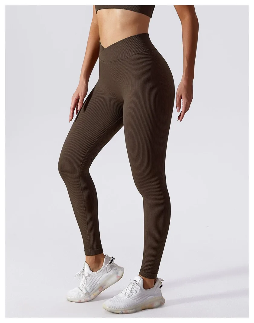 Seamless High Waist Sports Leggings Coffee 4