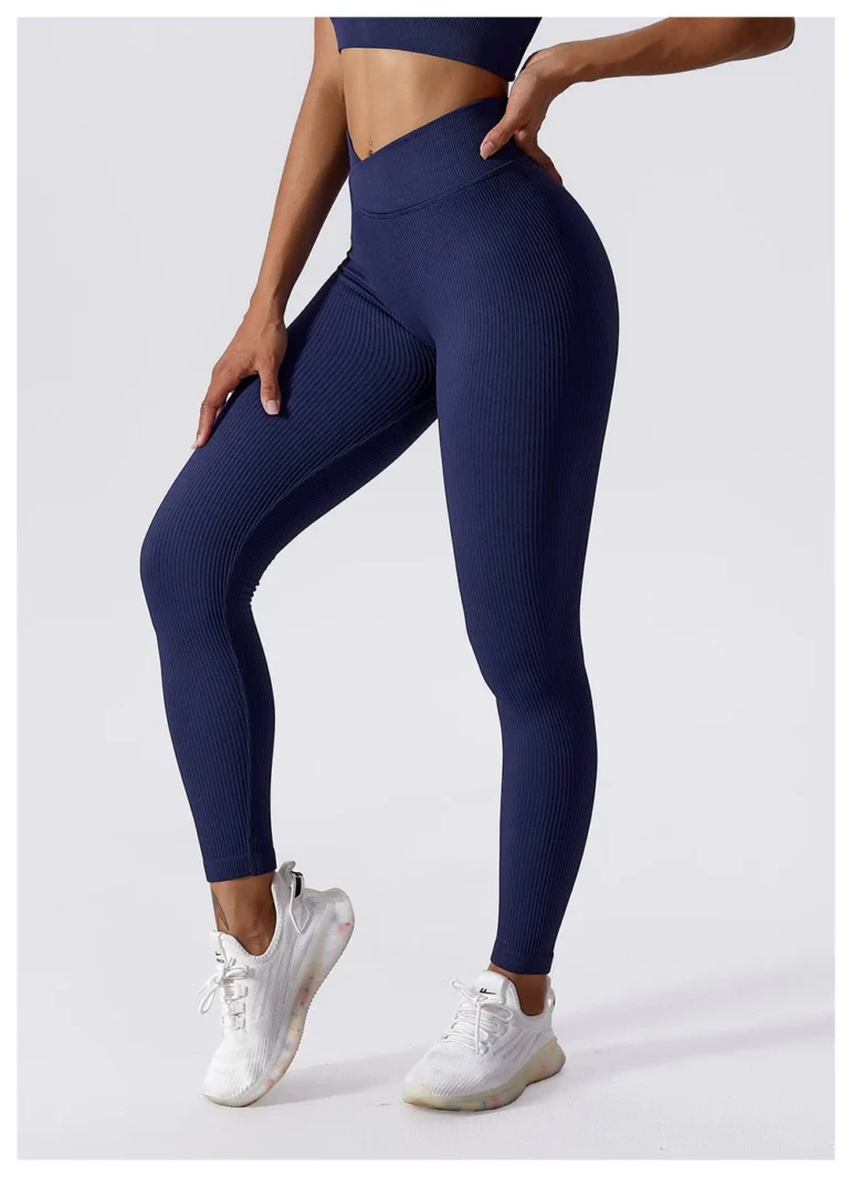 Seamless High Waist Sports Leggings Dark Blue 3