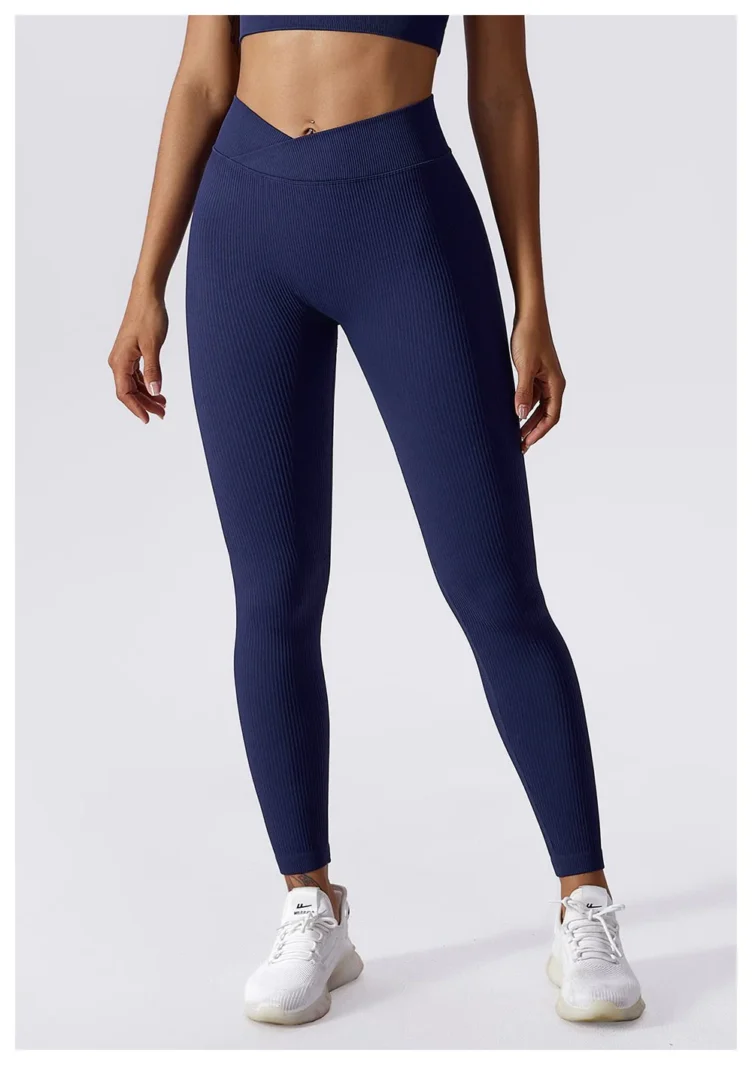 Seamless High Waist Sports Leggings Dark Blue 4