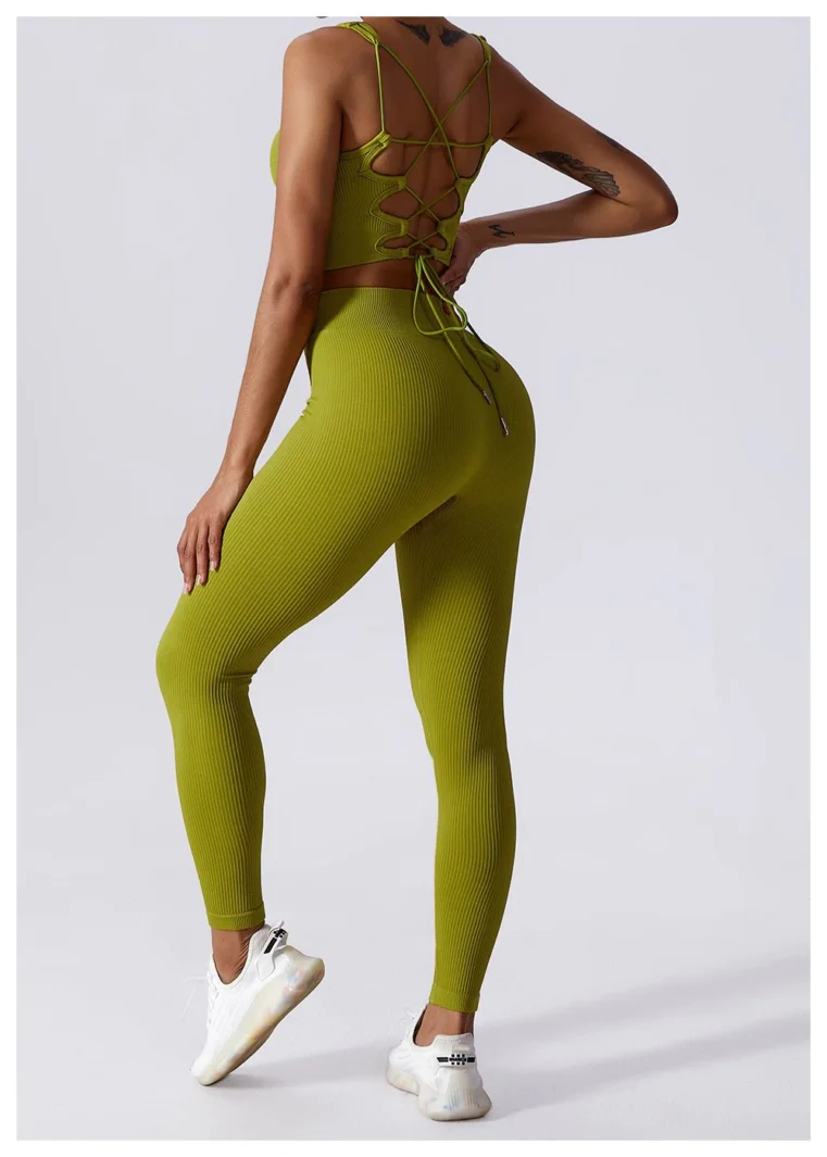 Seamless High Waist Sports Leggings Green 1