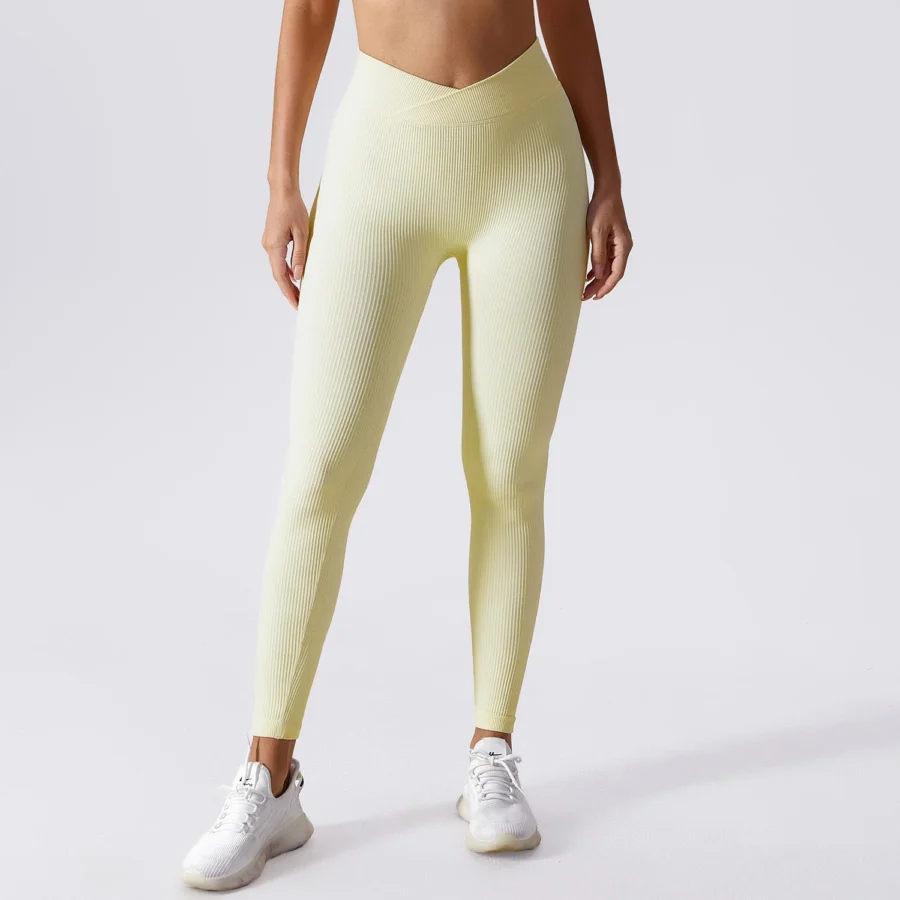 Seamless High Waist Sports Leggings Rice White 1