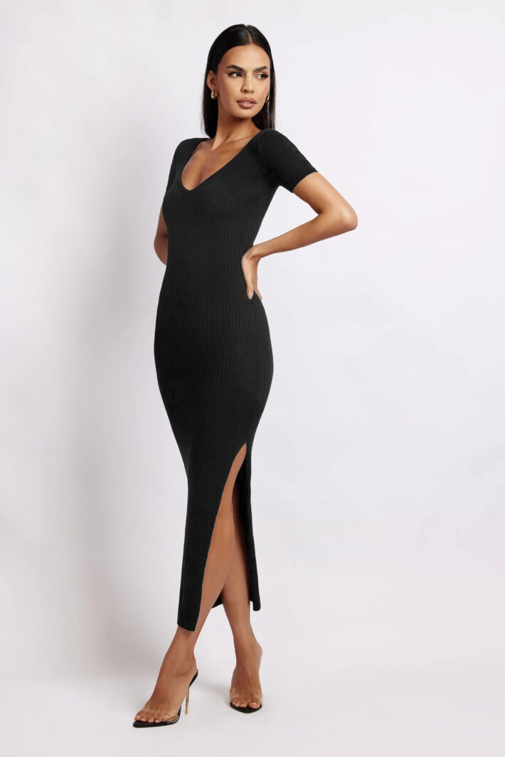 V-Neck Midi Dress