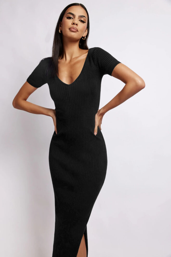 V-Neck Midi Dress