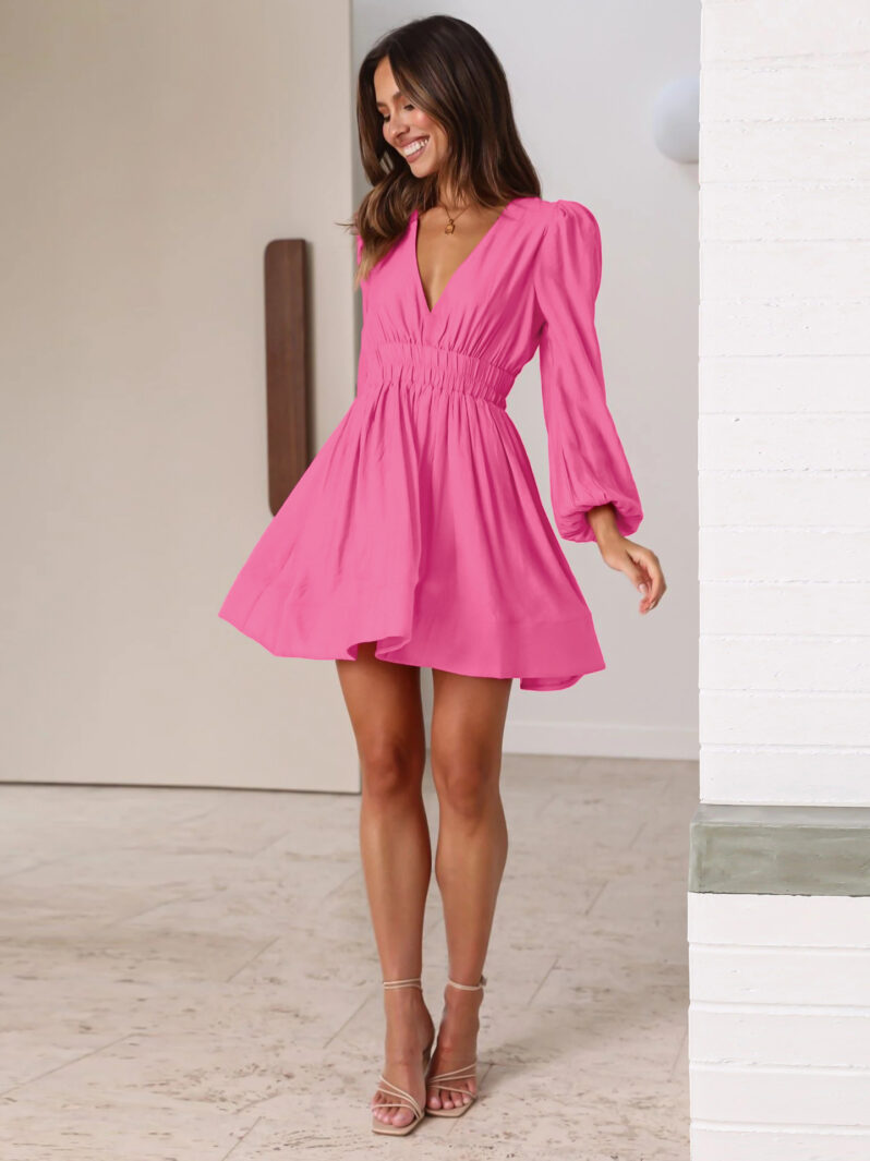 V Neck Mini Dress