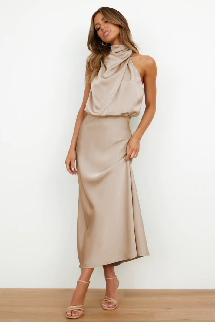 High-Neck Sleeveless Dress