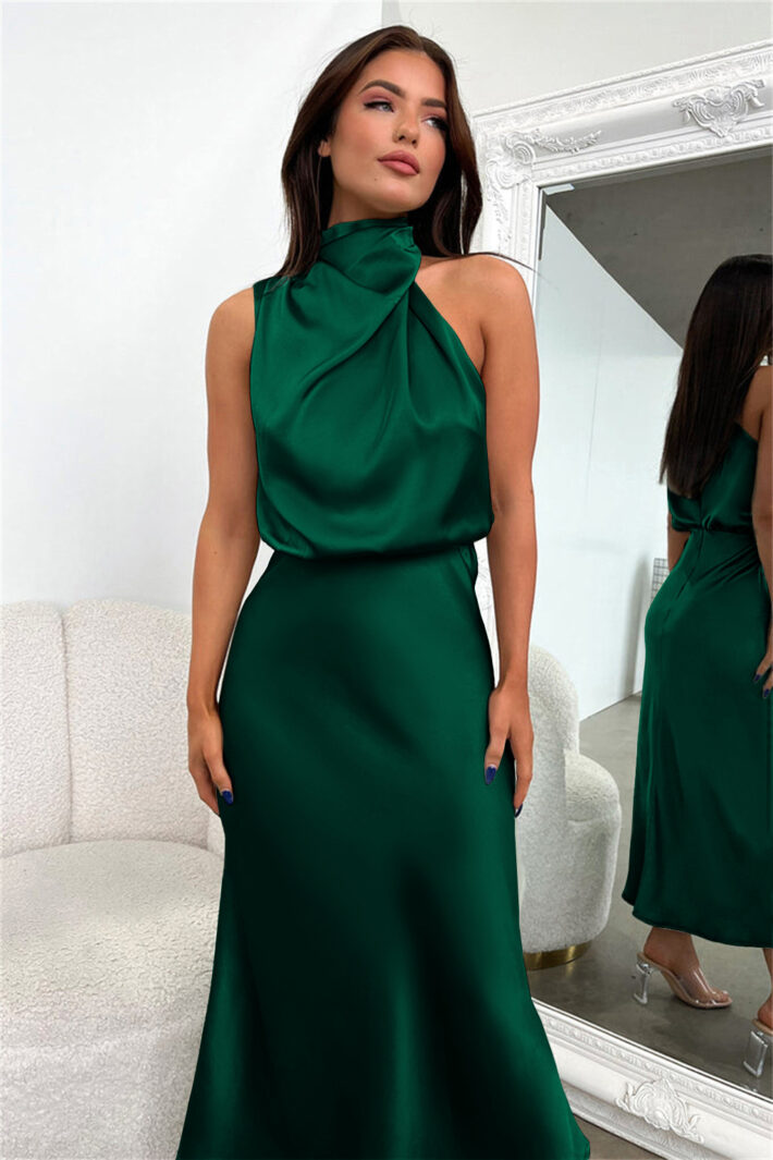 High-Neck Sleeveless Dress