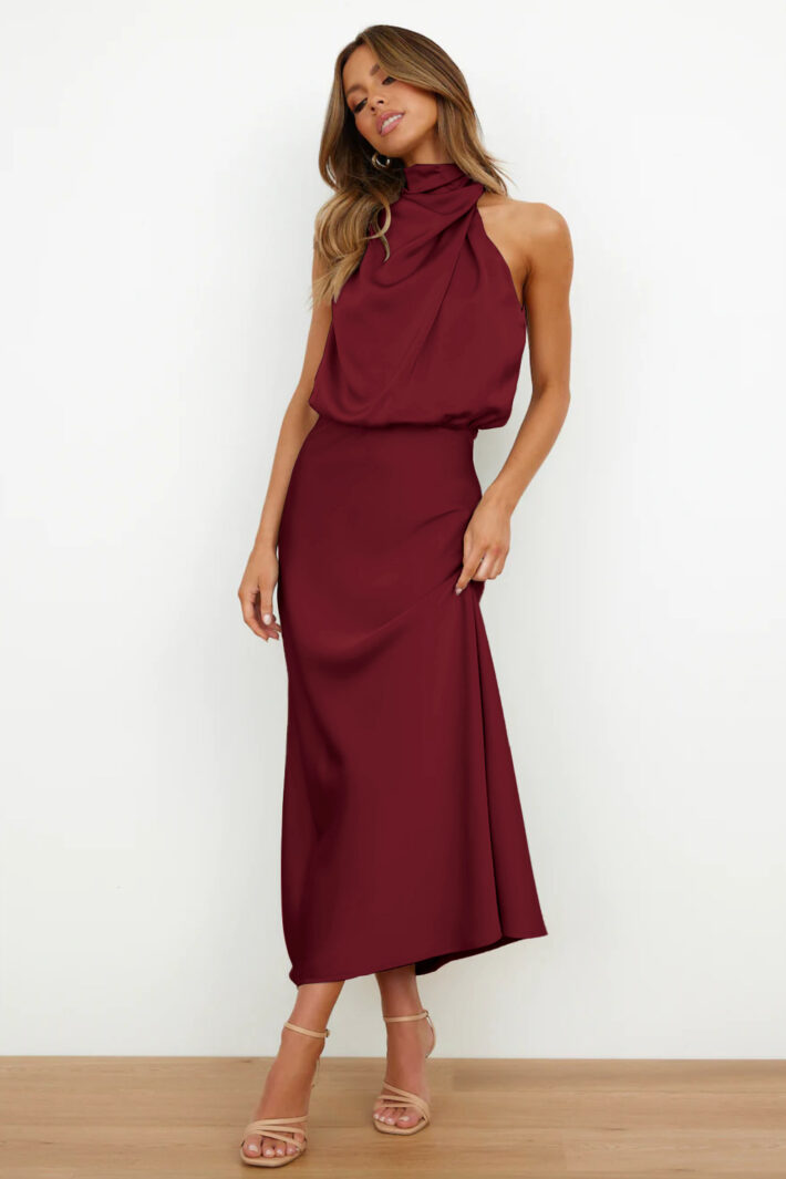 High-Neck Sleeveless Dress