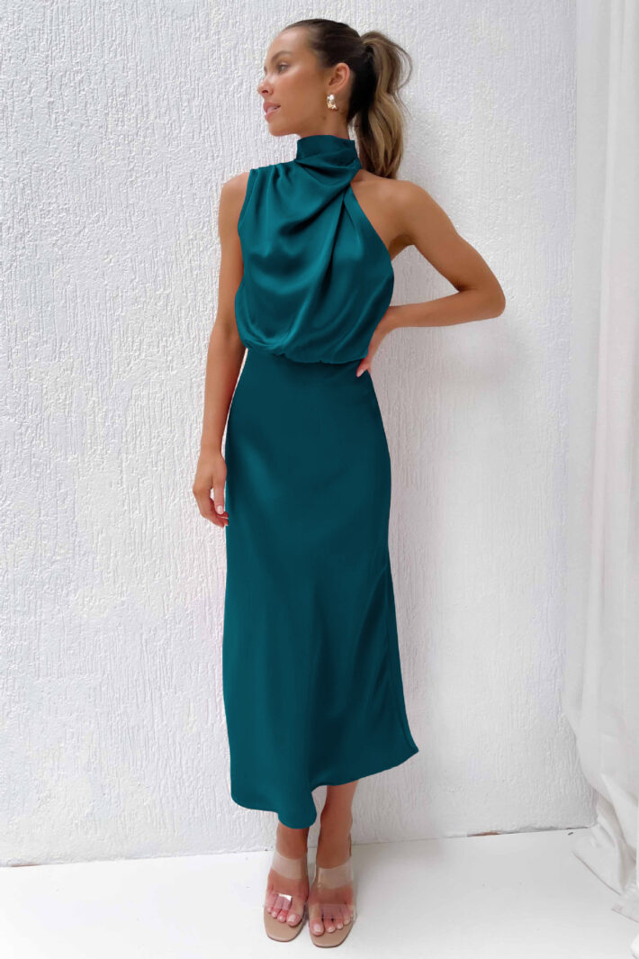 High-Neck Sleeveless Dress