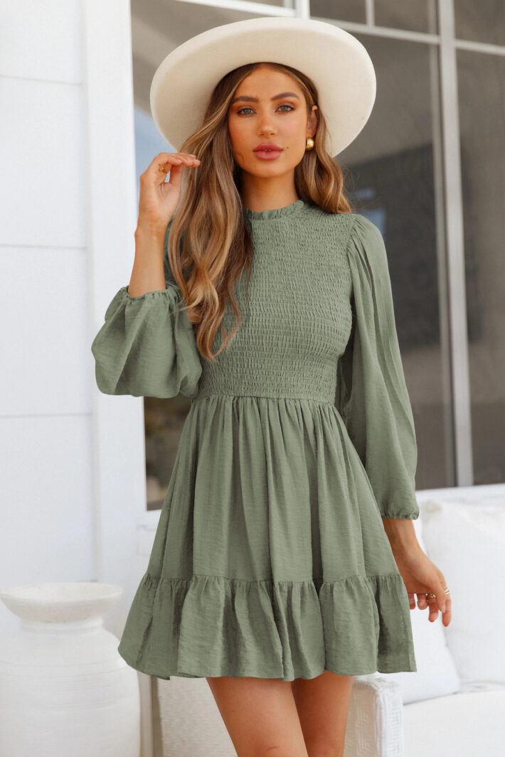 High-Neck Frilly Dress