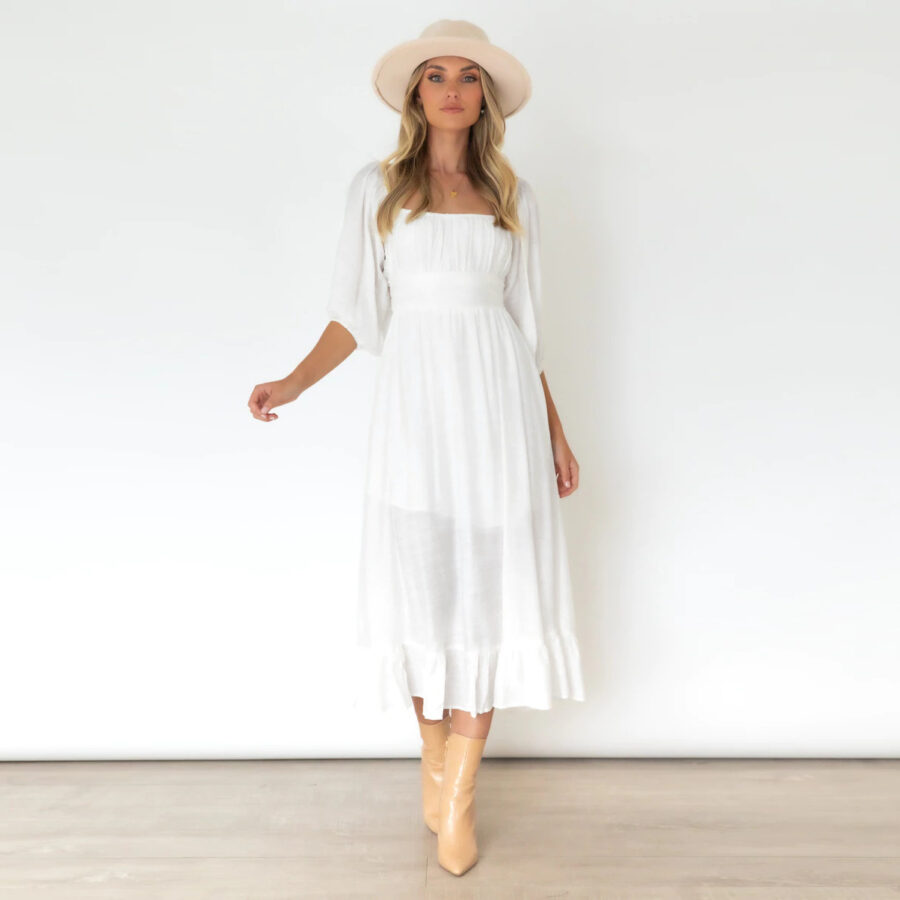 Puff Sleeve Frill Dress