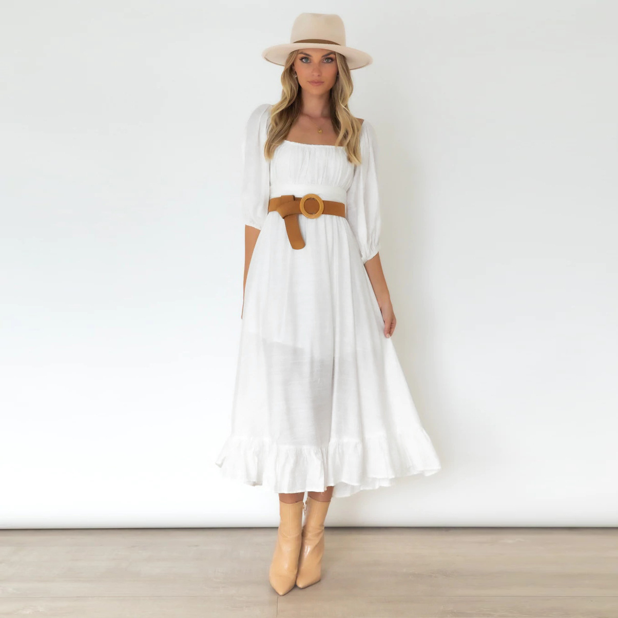 Puff Sleeve Frill Dress