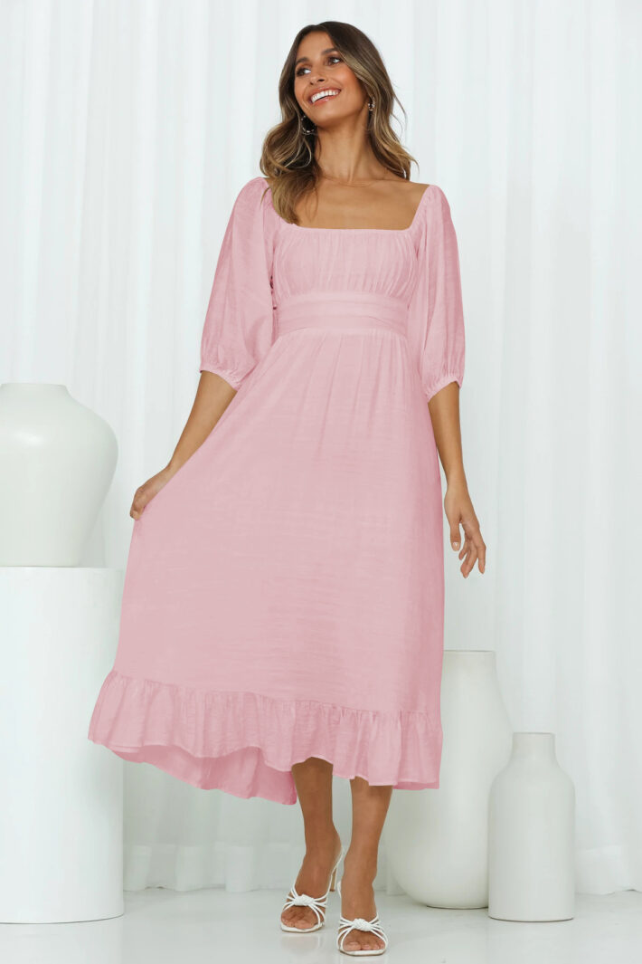 Puff Sleeve Frill Dress