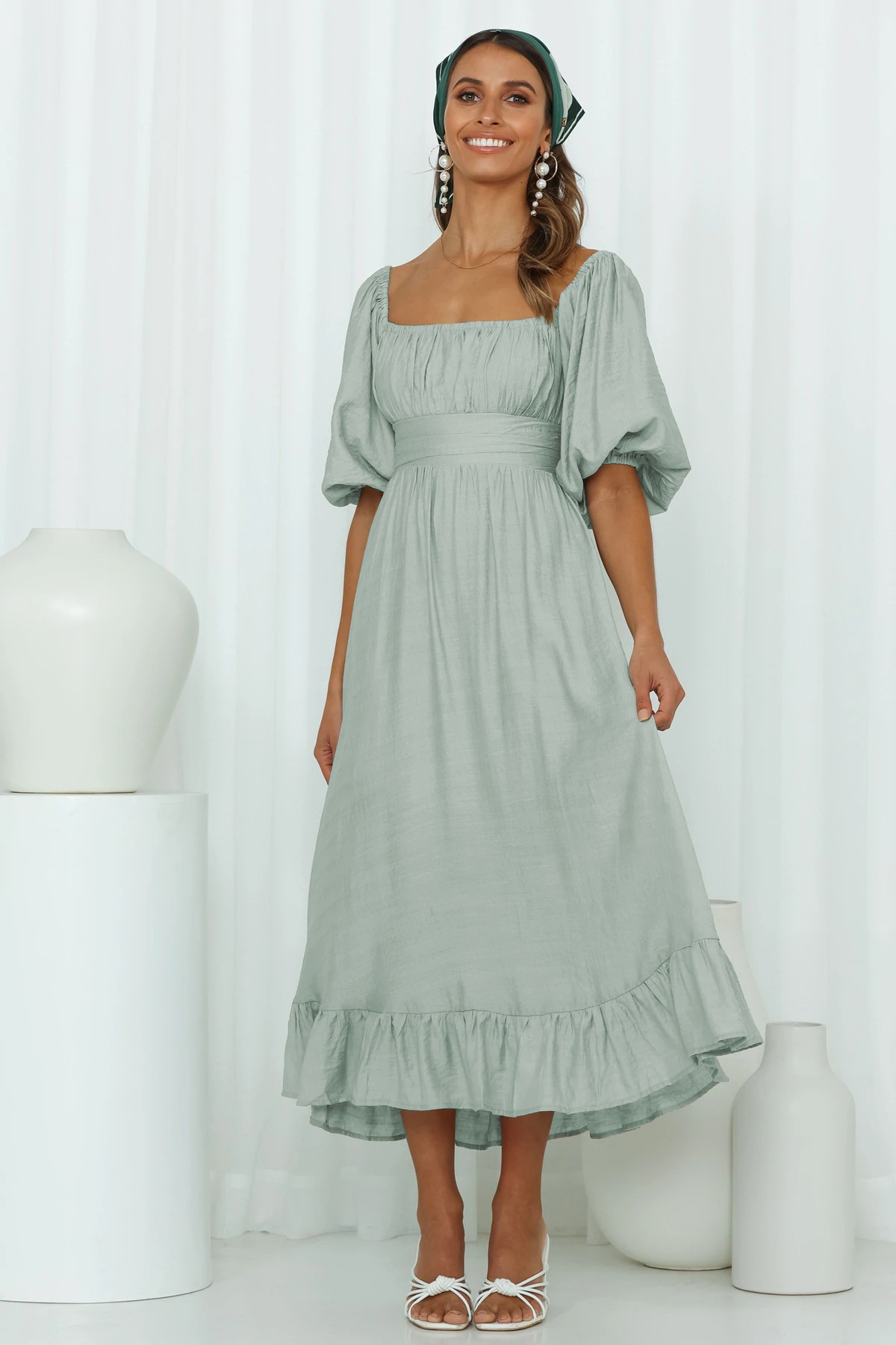 Puff Sleeve Frill Dress