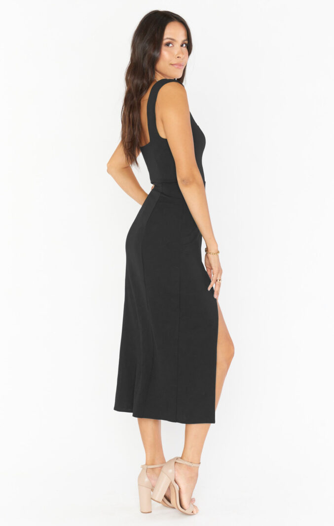 Square-Neck Slit Dress