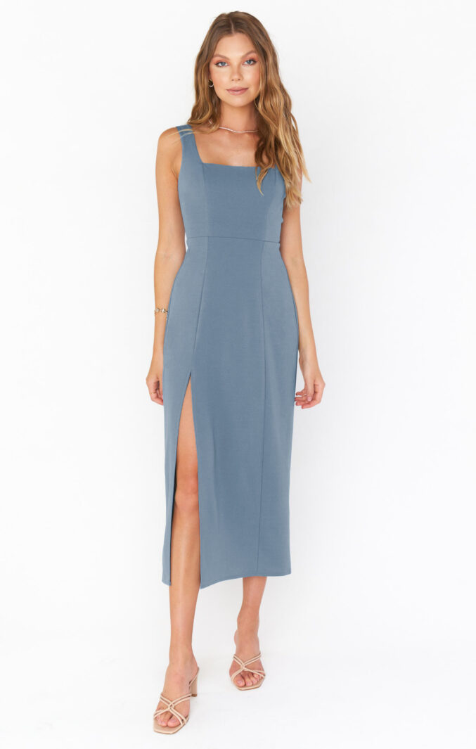 Square-Neck Slit Dress