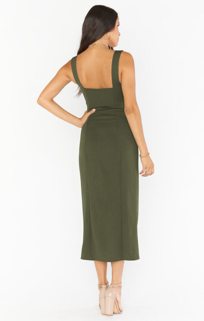 Square-Neck Slit Dress