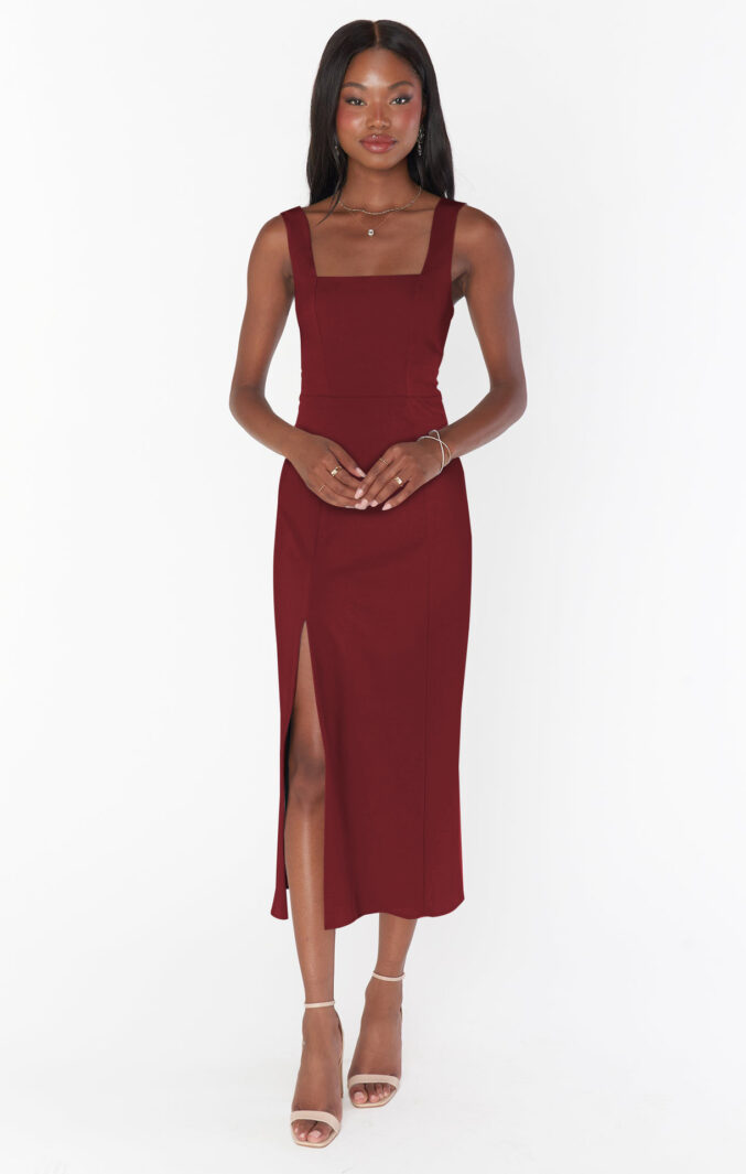 Square-Neck Slit Dress