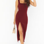 Square-Neck Slit Dress