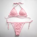 High waisted triangle bikini set