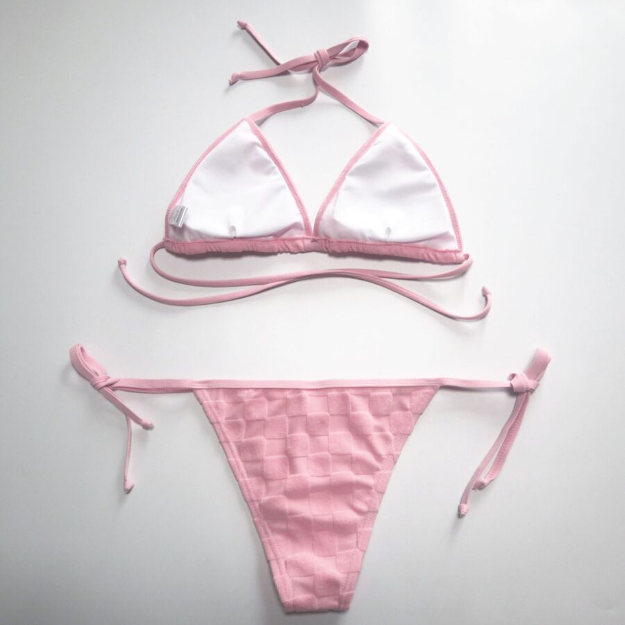 High waisted triangle bikini set