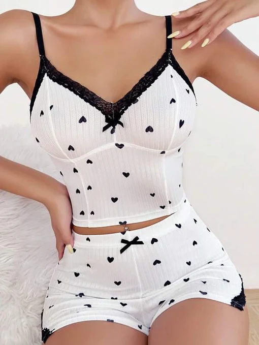 Heart Detail Pajama Set