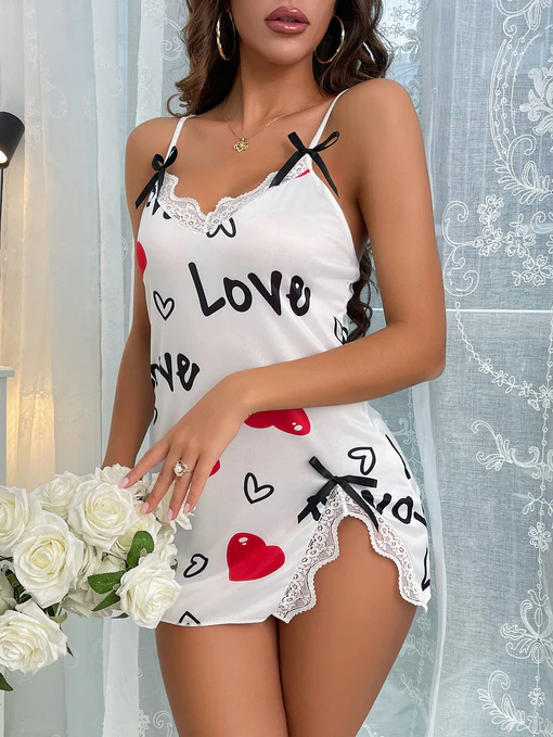 Cute Printed Slit Lingerie