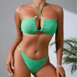 Hanging Neck Ruched Bikini